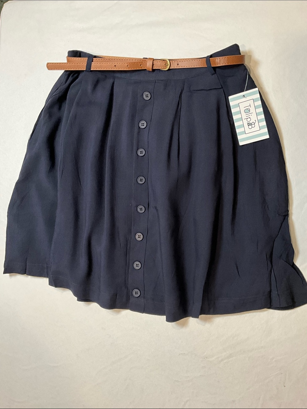 Tulip B High-Waisted Belted Midi Skirt With Pockets Size Large
